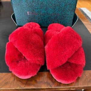 Emu Australia Sheepskin Mayberry Slippers Slip On Open Toe Cherry Red Size 11